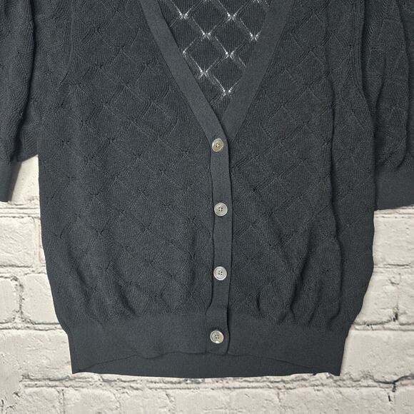 Wilfred Dainty Lacey Eyelet Knit Small Button Cardigan V-Neck Sweater Size Large - Picture 4 of 12